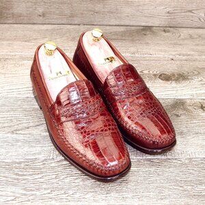 $499 Nordstrom Florsheim Imperial CAIMAN Alligator 9 D Cognac * add $15 Trees